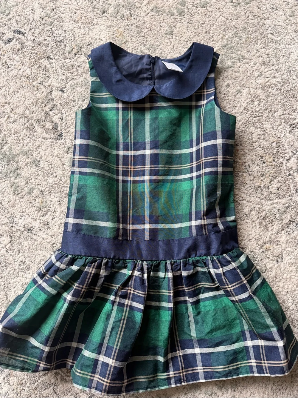 Gymboree Navy and Green Plaid Peter Pan Collar Dress